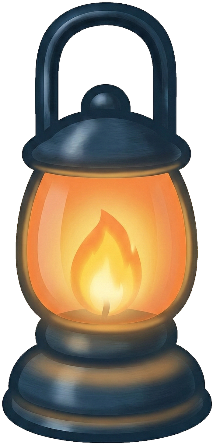 A lit lantern, the Hu.Be symbol for guided culture